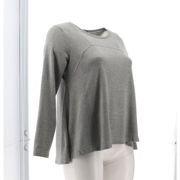 NWT DG2 BY DIANE GILMAN SEAMED BRUSHED KNIT SWEATER W/SWING HEM GRAY XS - Picture 8 of 11